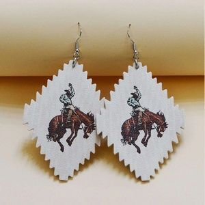 Western Earrings, Cowboy on Horse